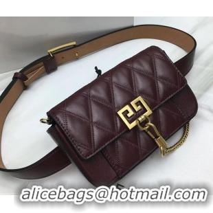 Duplicate Givenchy GV3 Lambskin Belt Bag 501450 Burgundy