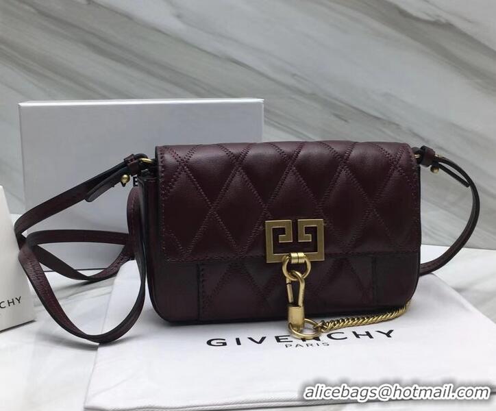 Duplicate Givenchy GV3 Lambskin Belt Bag 501450 Burgundy