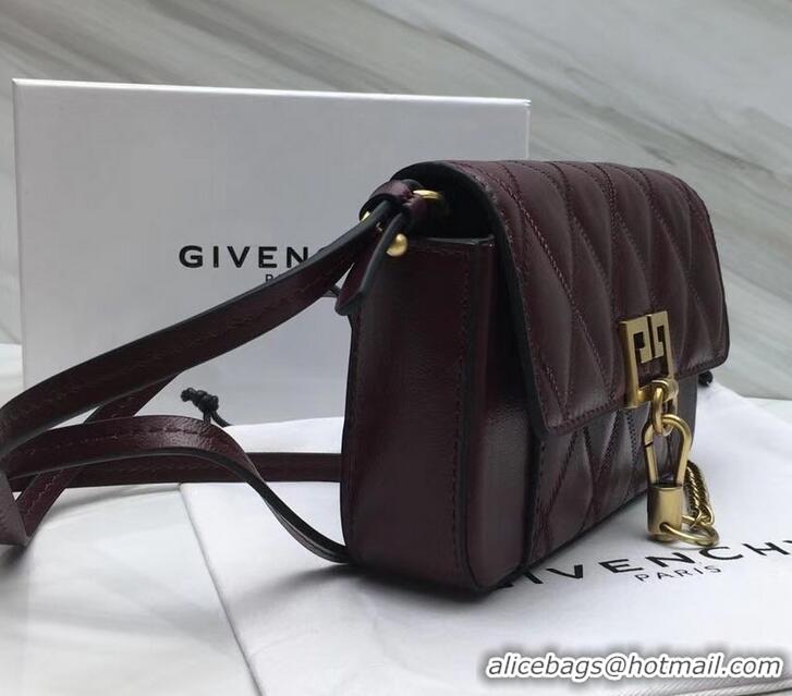 Duplicate Givenchy GV3 Lambskin Belt Bag 501450 Burgundy