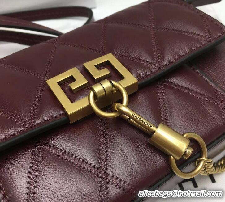 Duplicate Givenchy GV3 Lambskin Belt Bag 501450 Burgundy