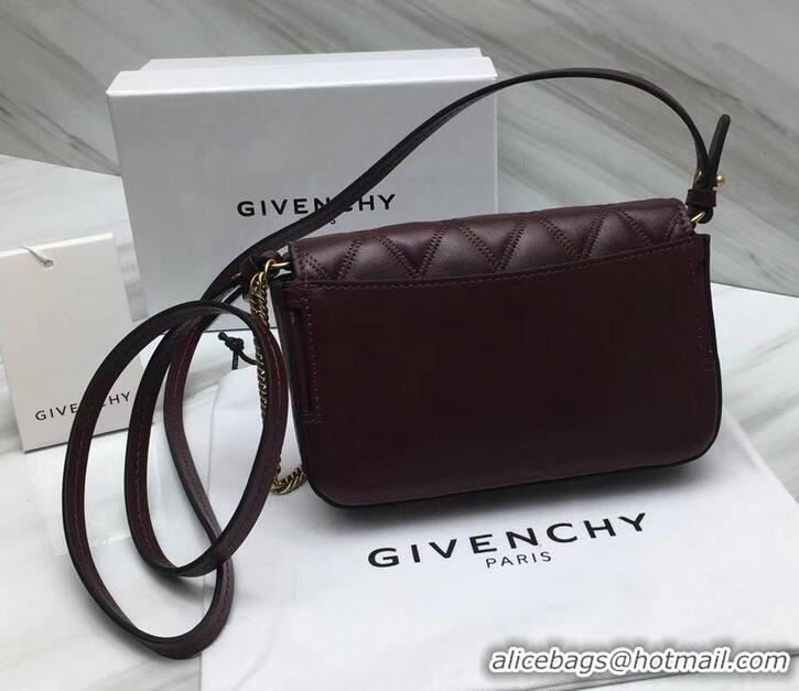 Duplicate Givenchy GV3 Lambskin Belt Bag 501450 Burgundy