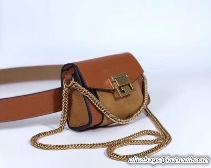 Classic Hot Givenchy GV3 Lambskin Nano Belt Bag 501458 Brown