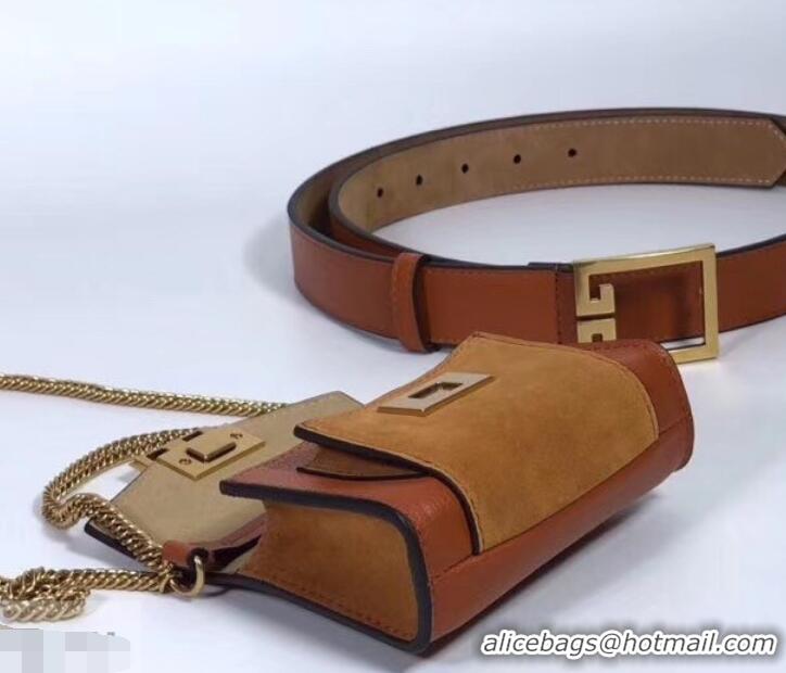 Classic Hot Givenchy GV3 Lambskin Nano Belt Bag 501458 Brown