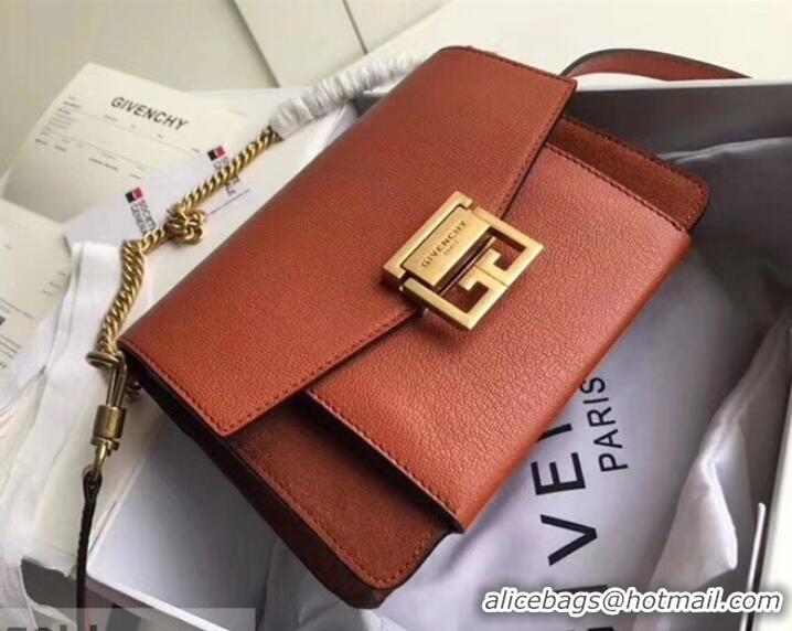 Discount Givenchy GV3 Lambskin Shoulder Bag 501459 Brown/Gold