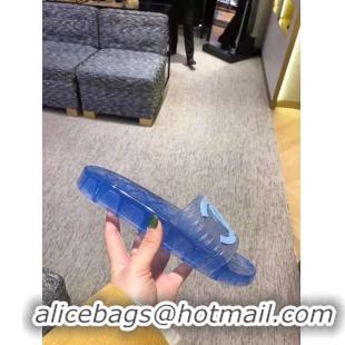 Buy Cheapest Chanel Logo Mules Slippers Sandals 950508 Blue 2019