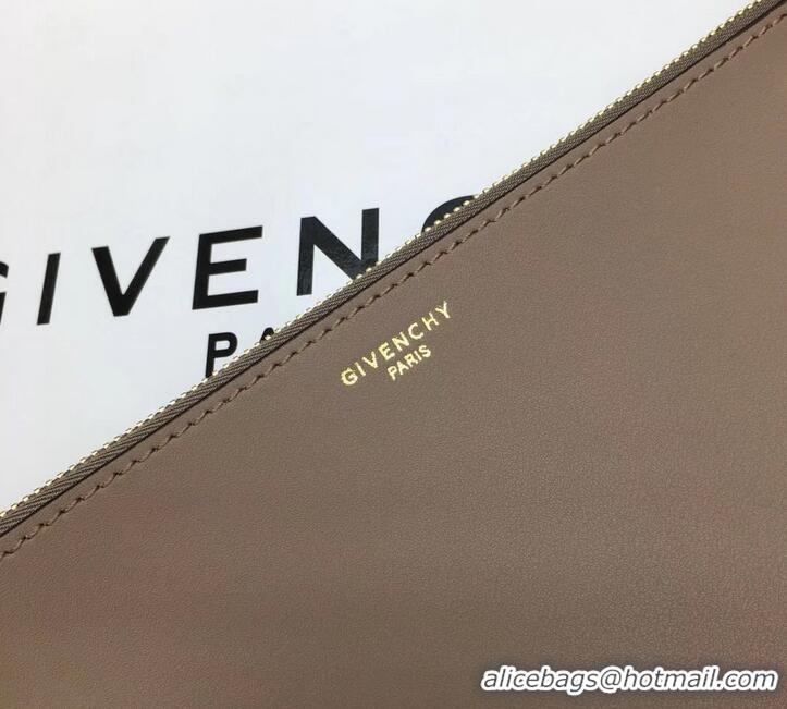 Discount Givench GV Flat Zippered Pouch Bag In Smooth Leather 501512 Camel/Gold