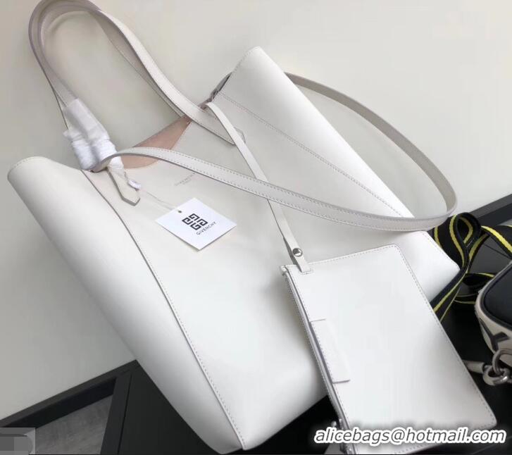 Trendy Design Givenchy GV Vertical Shopper Tote Bag In Smooth Leather 501514 White/Gold