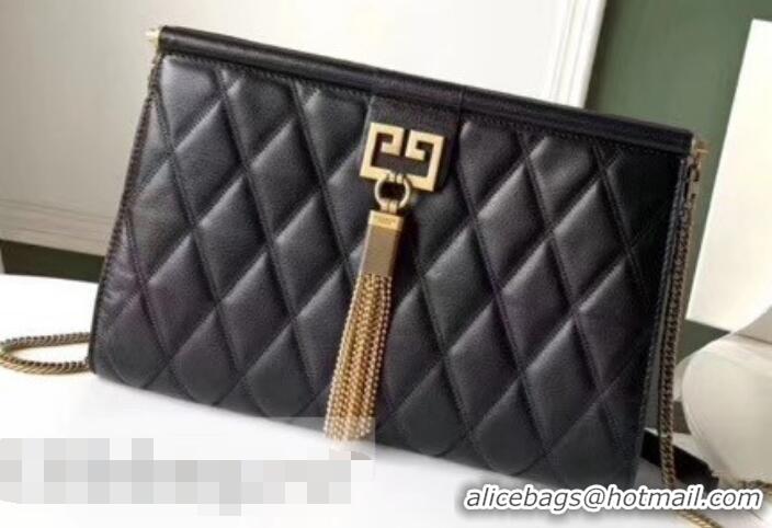 Design Cheap Givenchy Quilted Logo Chain Clutch Bag 501523 Black