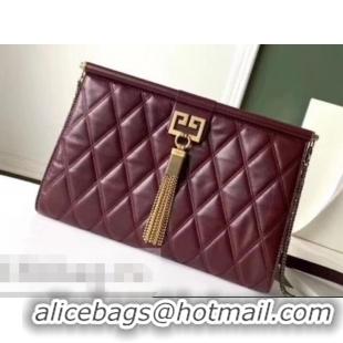 Good Quality Givenchy Quilted Logo Chain Clutch Bag 501523 Burgundy