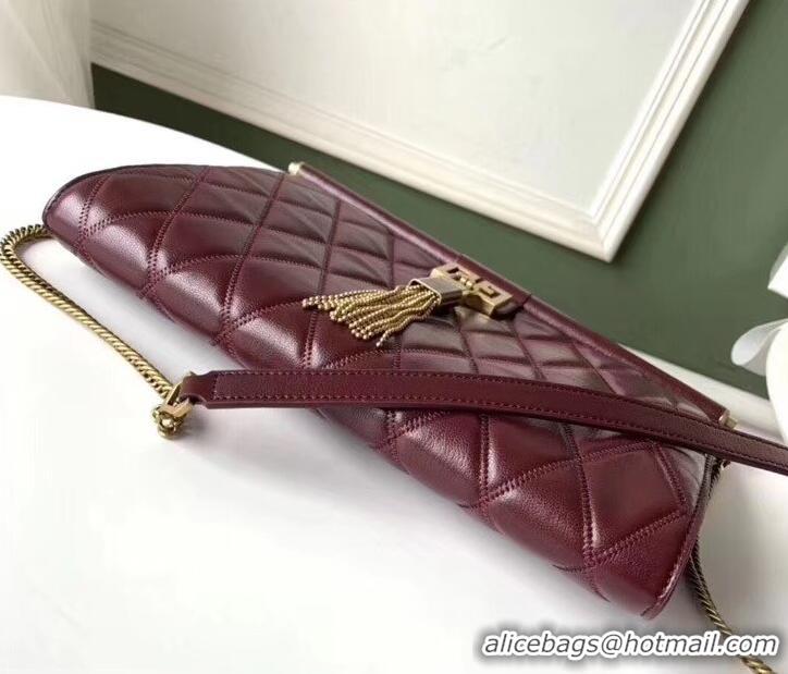 Good Quality Givenchy Quilted Logo Chain Clutch Bag 501523 Burgundy