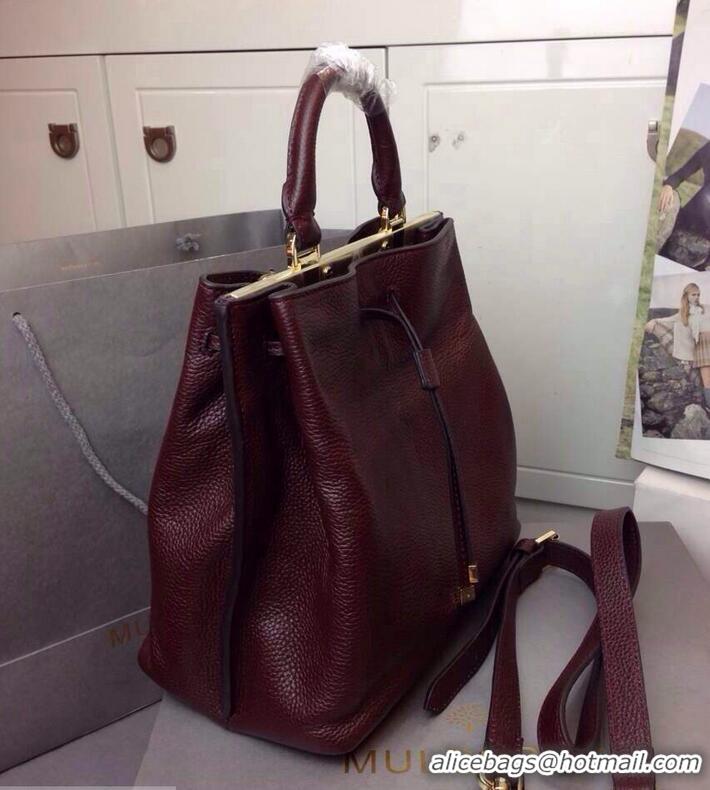 Stylish Murberry Small Kensington Bag Mole Soft Gold 516011 Burgundy