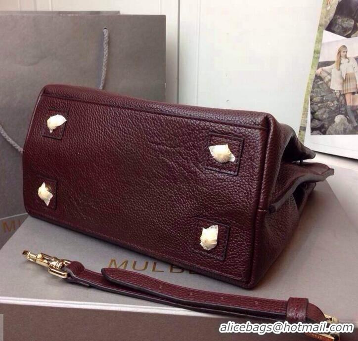 Stylish Murberry Small Kensington Bag Mole Soft Gold 516011 Burgundy