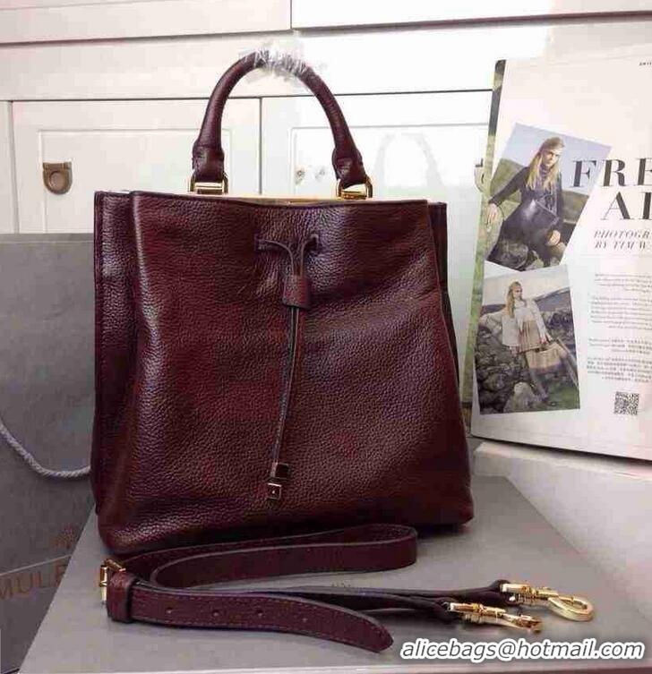 Stylish Murberry Small Kensington Bag Mole Soft Gold 516011 Burgundy