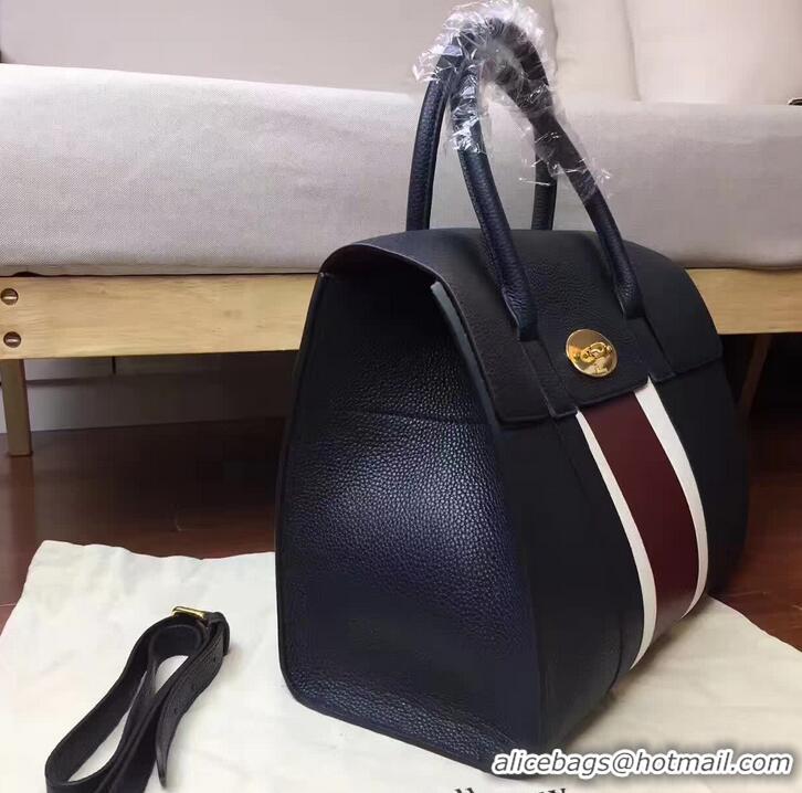 Luxury MULBERRY BAYSWATER WITH STRAP CLASSIC GRAIN DARK BLUE/BURGUNDY 51601