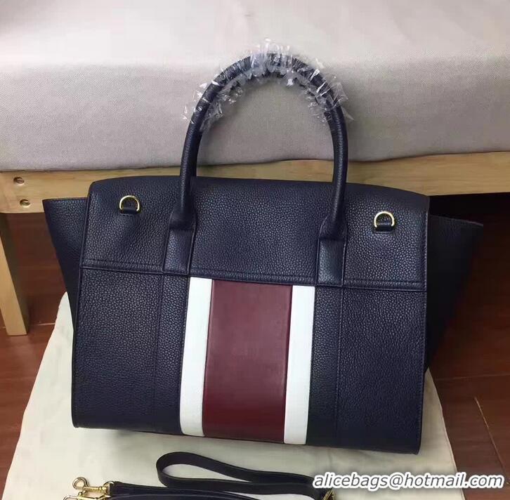 Luxury MULBERRY BAYSWATER WITH STRAP CLASSIC GRAIN DARK BLUE/BURGUNDY 51601