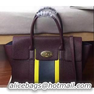 Classic Hot MULBERRY BAYSWATER WITH STRAP CLASSIC GRAIN OXBLOOD/LEMON/MIDNIGHT 516012