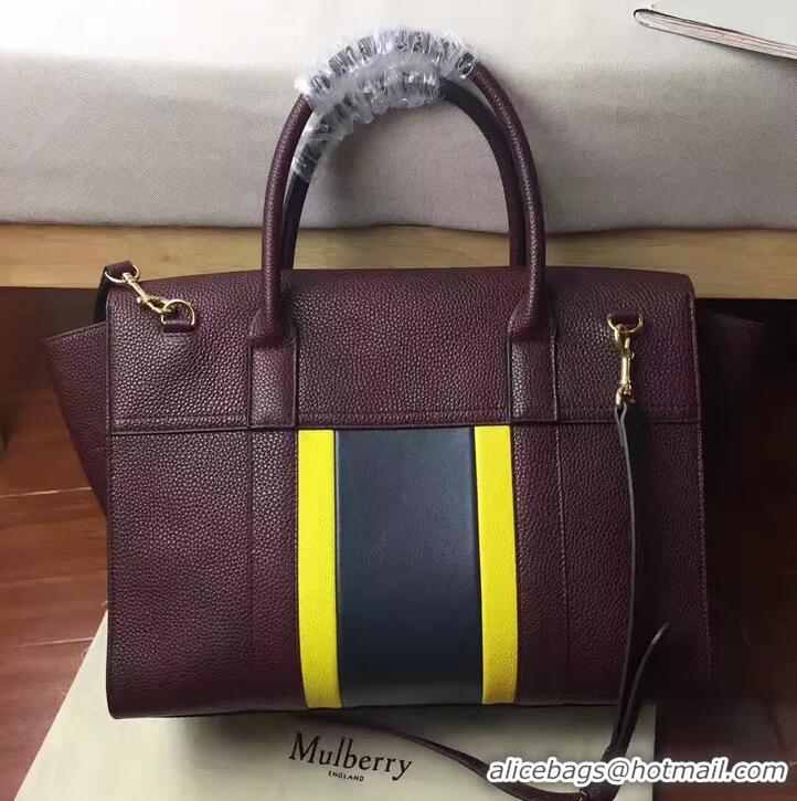 Classic Hot MULBERRY BAYSWATER WITH STRAP CLASSIC GRAIN OXBLOOD/LEMON/MIDNIGHT 516012