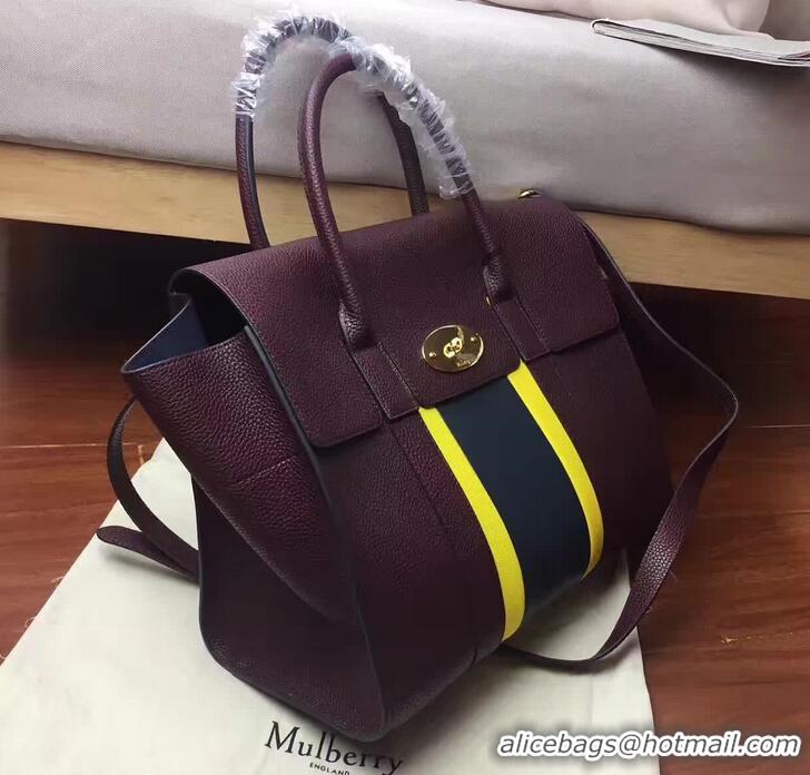 Classic Hot MULBERRY BAYSWATER WITH STRAP CLASSIC GRAIN OXBLOOD/LEMON/MIDNIGHT 516012