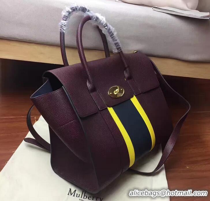 Classic Hot MULBERRY BAYSWATER WITH STRAP CLASSIC GRAIN OXBLOOD/LEMON/MIDNIGHT 516012