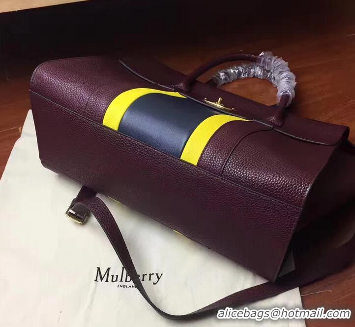 Classic Hot MULBERRY BAYSWATER WITH STRAP CLASSIC GRAIN OXBLOOD/LEMON/MIDNIGHT 516012