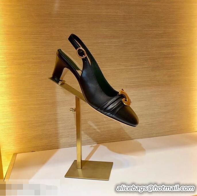 Well Crafted Gucci Leather Mid-heel Slingback Pumps with Half Moon GG 572818 Black 2019