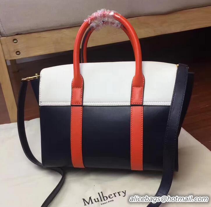 Buy Luxury MULBERRY BAYSWATER WITH STRAP CLASSIC GRAIN BLACK/WHITE/ORANGE 516012