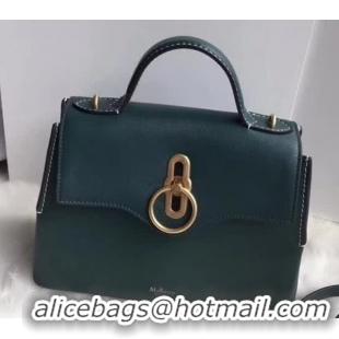 Duplicate Mulberry Mini Seaton in Golden Green Silky Calf HH51111