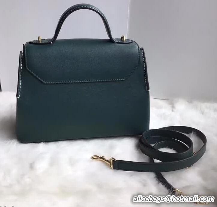 Duplicate Mulberry Mini Seaton in Golden Green Silky Calf HH51111