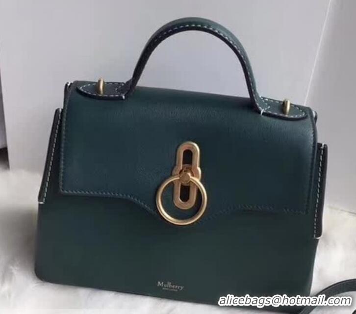 Duplicate Mulberry Mini Seaton in Golden Green Silky Calf HH51111