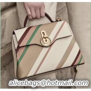 Shop Cheap Mulberry Mini Seaton in Chalk Diagonal Stripe Smooth Calf HH51116