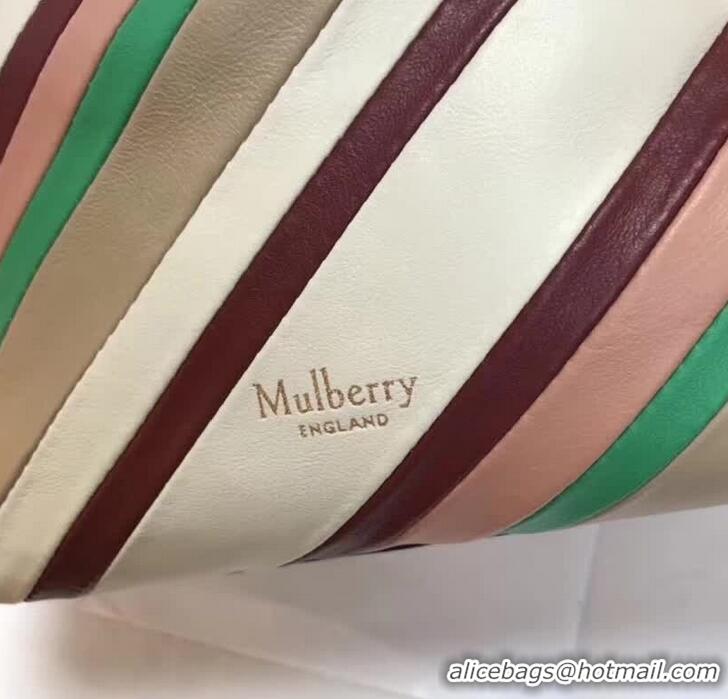 Shop Duplicate Mulberry Lynton Mini Diagonal Stripe Bucket HH51117 Beige