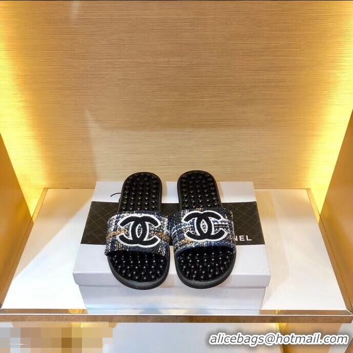 Good Taste Chanel CC Logo Sole Massage Mules Slipper Sandals 951501 Black 2019