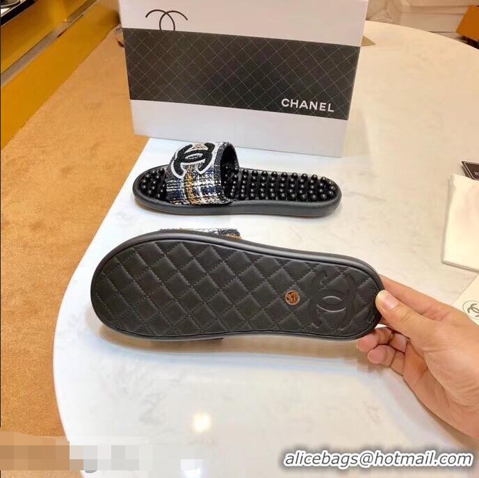 Good Taste Chanel CC Logo Sole Massage Mules Slipper Sandals 951501 Black 2019