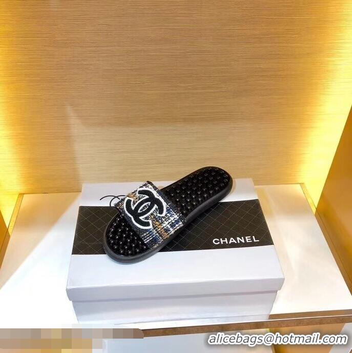 Good Taste Chanel CC Logo Sole Massage Mules Slipper Sandals 951501 Black 2019