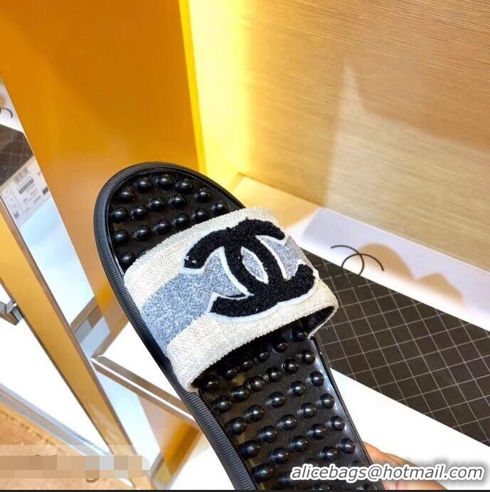 Cheap Chanel CC Logo Sole Massage Mules Slipper Sandals 951501 Beige 2019