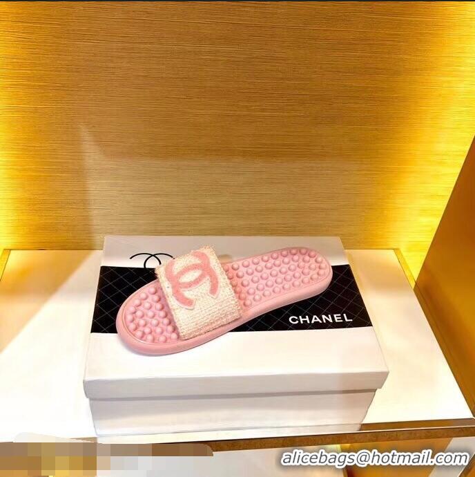 Popular Chanel CC Logo Sole Massage Mules Slipper Sandals 951501 Pink 2019