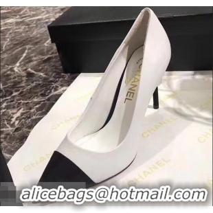 Shop Duplicate Chanel Pearl Heel 8.5cm Pumps G31983 White 2019