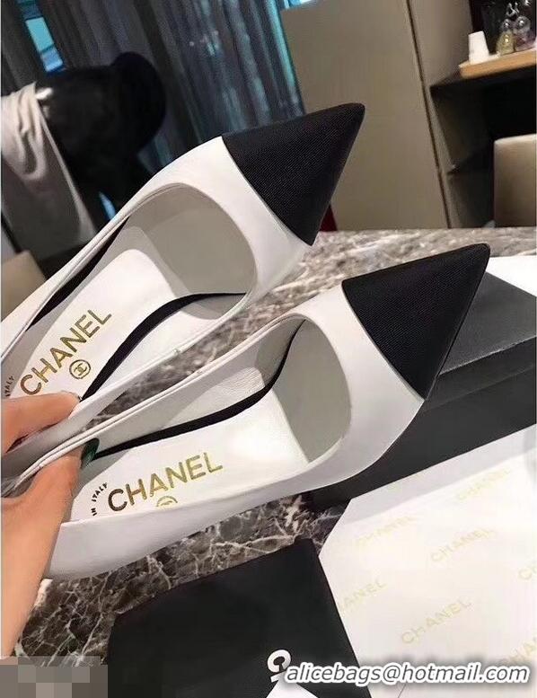 Shop Duplicate Chanel Pearl Heel 8.5cm Pumps G31983 White 2019