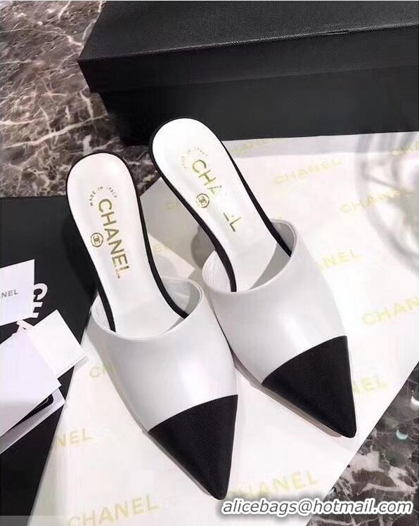 Chic Reproduction Chanel Pearl Heel 8.5cm Mules G32100 White 2019