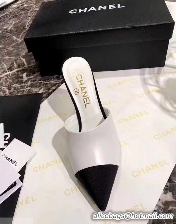 Chic Reproduction Chanel Pearl Heel 8.5cm Mules G32100 White 2019