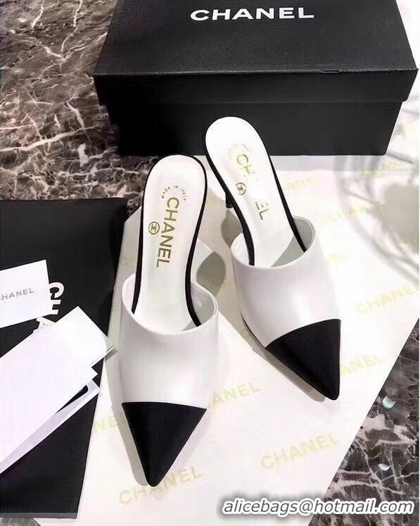 Chic Reproduction Chanel Pearl Heel 8.5cm Mules G32100 White 2019