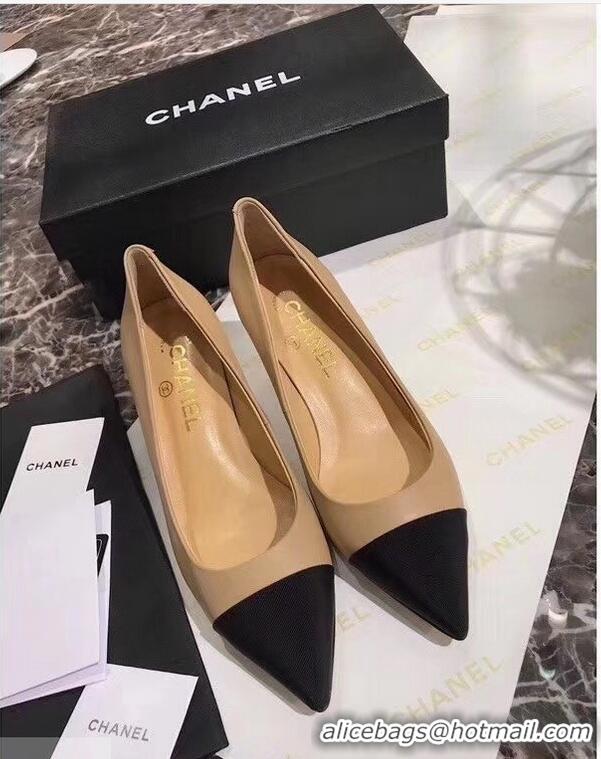 Buy Fashionable Chanel Heel 6.5cm Pumps 9051404 Apricot 2019