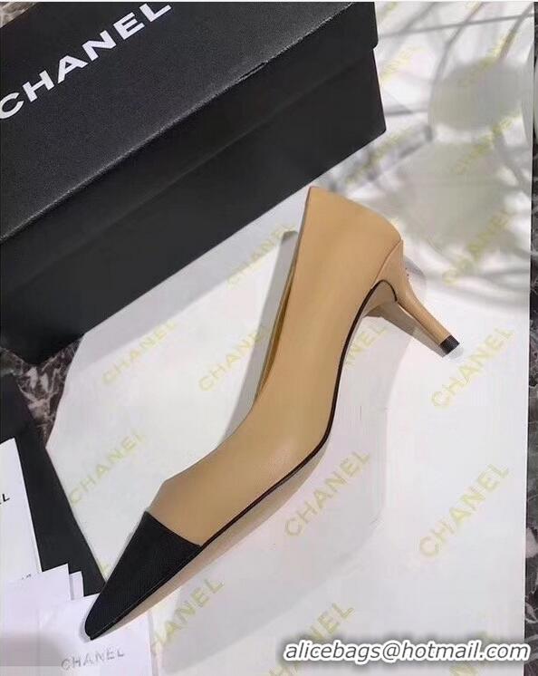 Buy Fashionable Chanel Heel 6.5cm Pumps 9051404 Apricot 2019