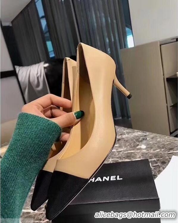 Buy Fashionable Chanel Heel 6.5cm Pumps 9051404 Apricot 2019