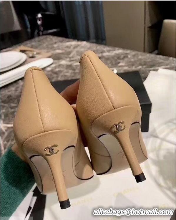 Buy Fashionable Chanel Heel 6.5cm Pumps 9051404 Apricot 2019