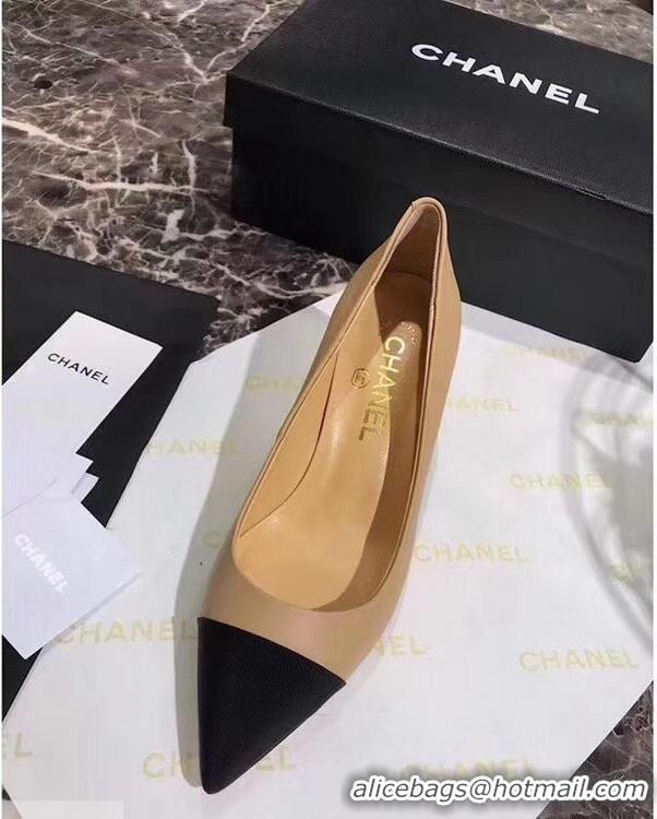 Buy Fashionable Chanel Heel 6.5cm Pumps 9051404 Apricot 2019