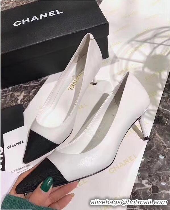 Faux Cheap Chanel Heel 6.5cm Pumps 9051404 White 2019