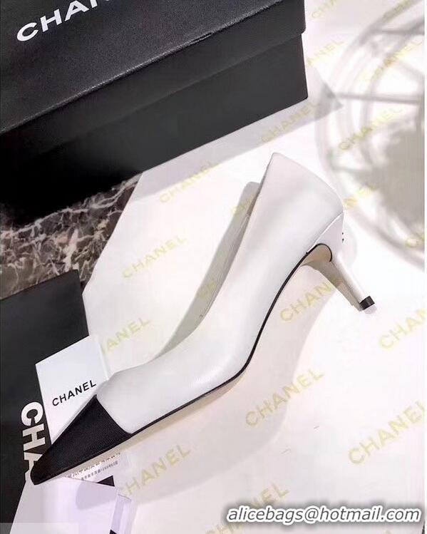 Faux Cheap Chanel Heel 6.5cm Pumps 9051404 White 2019