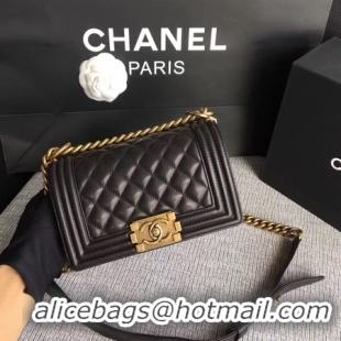 Imitation Boy Chanel Flap Shoulder Bag Sheepskin Leather A67085 Black Gold