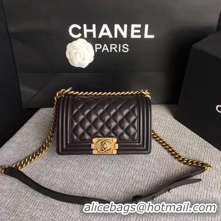 Imitation Boy Chanel Flap Shoulder Bag Sheepskin Leather A67085 Black Gold